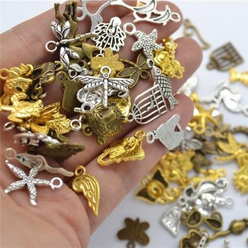 YuenZ 100pcs Tibetan Silver Mixed Animal Leaf Key star Charms Alloy Metal Pendants For DIY Handmade Jewelry Accessaries Making