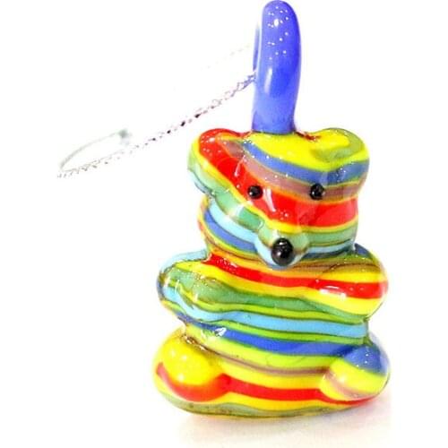 Hanging Murano Glass Bear Figurines Craft Ornaments Colorful Mini Cute Vivid Cartoon Animals Christmas Gifts For Kids Home Decor