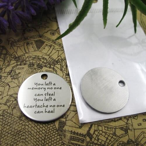 10pcs--"You Left A Memory No One Can Steal"stainless steel charms 5 styles for choosing DIY Charms for necklace bracelets