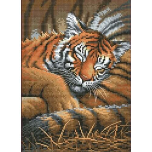 T047 Counted Cross Stitch 14CT Cross-Stitch Kit DIM-65105 The Sleeping Tiger Handmade Embroidery Needlework