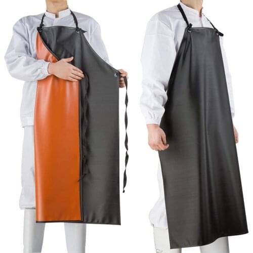 Thick Waterproof Chef Butcher Antifouling Work Apron PVC Black Men Women BBQ Kitchen Cooking Bibs Heavy Duty Unisex Aprons