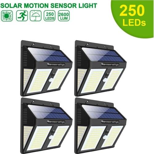 Solar Led Outdoor Security Lights 2200mAh Working 12 Hours Motion Sensor Waterproof Solar Wall Lamp for Garden Path Decoration