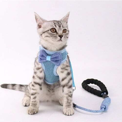 Knotted Bow Design Pet Harness Adjustable Collars Breathable Mesh Sturdy Suitable For 5-20 Kg Vest Harnesses Cat Leashes Chest