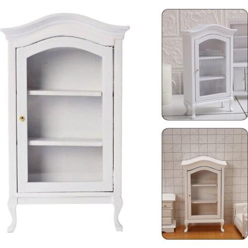 1/12 Dollhouse Miniature Toy Mini Kitchen Wine Cabinet Model Doll House Decorative Prop White