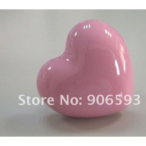 12pcs lot free shipping Pink porcelain love heart ceramic cabinet knob