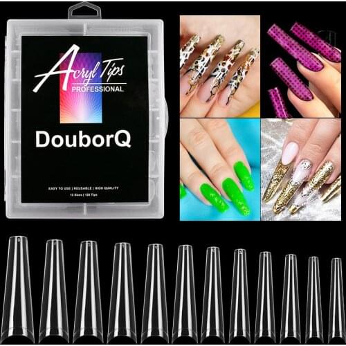 120pcs Extra long Nail Tips False Nails C Curved Coffin Nails ABS Fake Nails Manicure Salon Nail Art Tools