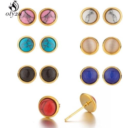 2021 Cute Colorful Zircon Stone Earrings Stud for Women Girls Temperament Geometric Circle Earings Kids Birthday Jewelry Gift
