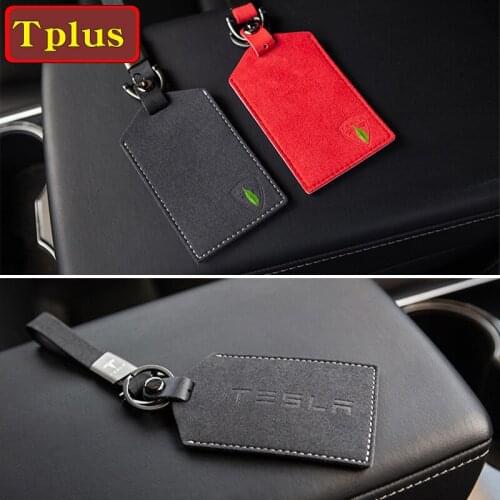 2021 Tesla Car Card Cover Keychain Holder Keychain For Tesla Model 3 Y S X Accessories Card Key Set Holder Case Key Bag Clip