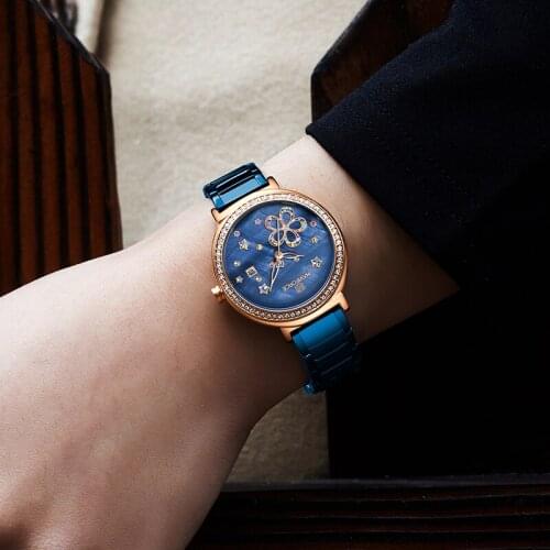 2021NAVIFORCE Brand Blue Watch Women Fashion Casual Waterproof Ladies Dress Rhinestone Watches Mesh Belt Strap Relogio Feminino