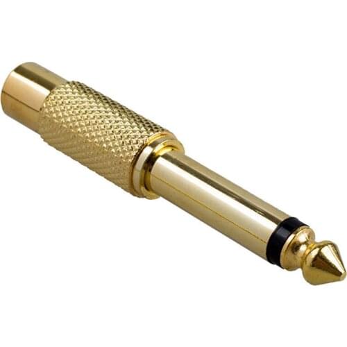 2pcs Gold Plated 6.35mm 1/4" Male Mono Plug to RCA Female 6.5mm Jack Audio Stereo Adapter Connector Plug Converter