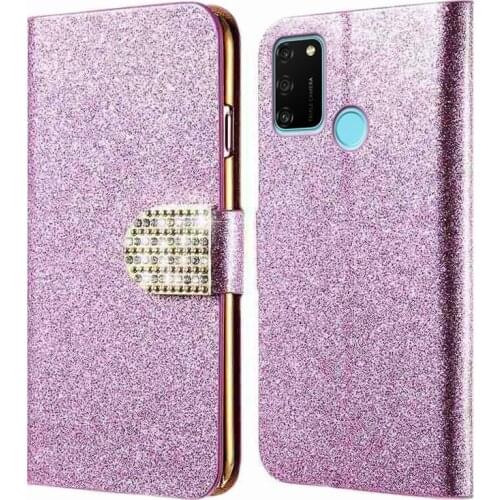 Cover for Honor 9A Case Flip Leather Phone Cases Cover For carcasa para Huawei Honor 9 A MOA-LX9N Wallet Case Glitter honor9a a9