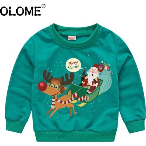 Baby Christmas Sweatshirt Kids Pullover Children Holiday Clothes Toddler Boy Streetwear Girls Long Sleeve T shirt OLOME Santa