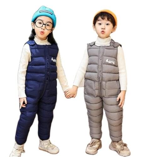 Baby overalls 1-5Y baby boys girls down-cotton padded warm pants infant trousers toddler jumper pants for little kids outwear
