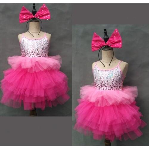 Childrens Latin dance jazz dance ballet stage costume girl dance sequins puffed princess dress stage performance costumes