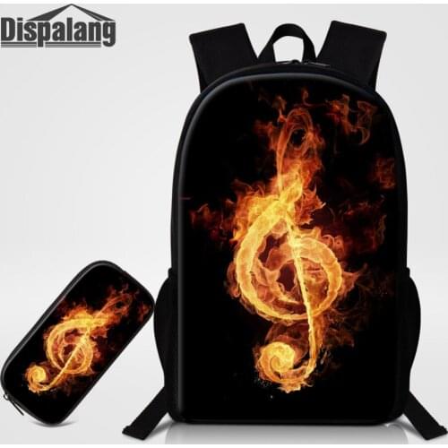 Dispalang 2 Pcs/set Women Men Backpack Musical Note Print School Bags For Teenagers Book Bag Hot Schoolbag Kids Pen Pencil Case