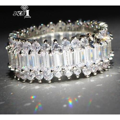 YaYI Fine Jewelry Fashion Princess Claw Set Cut White Cubic Zirconia Silver Color Engagement Wedding Party Leaves Gift Rings