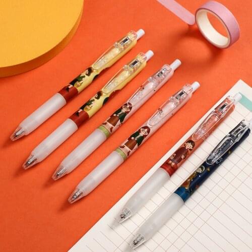 JIANWU 6pcs/set Romantic Season Series Gel Pen Set Creativity Simple Style Girl 0.5mm Black Ink Press Pen Writing School Supplie