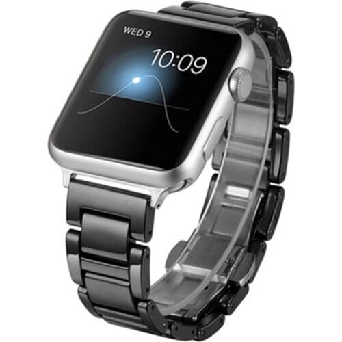 Ceramic Strap for Apple Watch Band 40mm 44mm Series 6 SE Stainless Steel Butterfly buckle bracelet iWatch Series 5 4 3 38mm 42mm