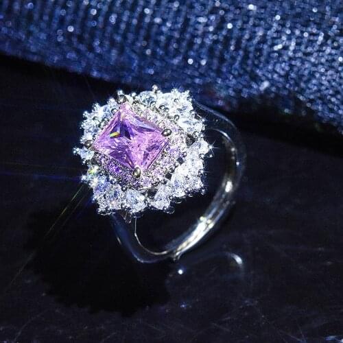 Luxury Retro Ring Inlay Shiny Zirconia Two Tone Golden Square Jewelry Adjustable Size Womens Wedding Anniversary Gifts MENGYI