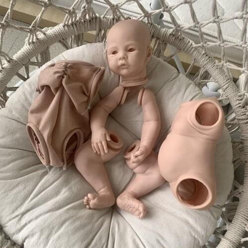 17inch Reborns Doll Kit Unpainted Babies Doll Kit with Head Full Limbs & Body Cloth, Handmade Mold Set DIY Realistic Toy for Kid