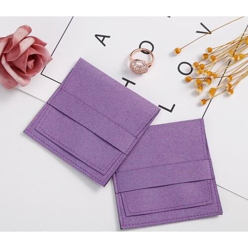 Small Presents Gift Bag Chic Microfiber Jewelry Pouch Bags for Wedding Ring Earrings Jewelry Packaging Pouch with Banner