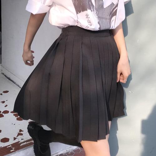 HOUZHOU Kawaii Pleated Skirt Women Harajuku High Waisted Mini Skirts Japanese Style School Uniform for Girls Summer Preppy Style
