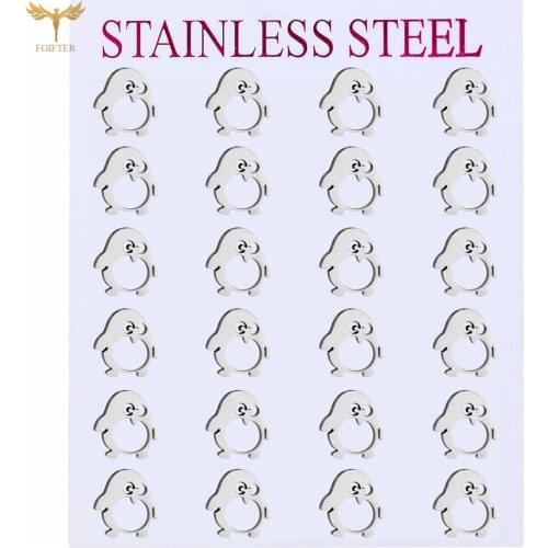 12 Pairs Set Wholesale Stud Earrings Cute Hollow Penguin stainless Steel Waterproof Earrings 2021 New Fashion ladies Jewelry