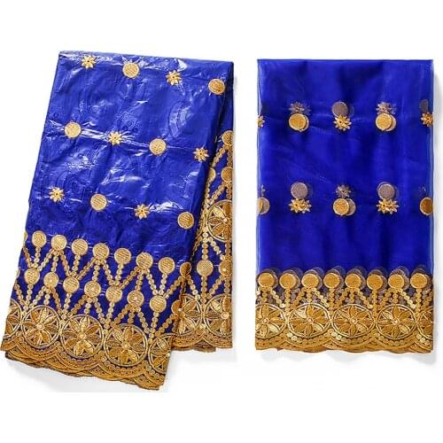 Fashion Fabrics Cotton Luxury Designer Ankara Bazin Rich Materials With Stone African Dress Sewing Cloth Textile 5+2 yards/lot