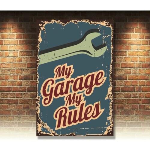 My Garage My Rules, Retro metal Sign vintage / man cave / Garage