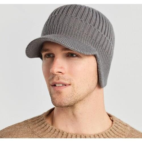 Mens Winter Knitted Ear Hat Snowy Florida Warm Balaclava With Fur Bomber Ear Flap Cashmere Adult Leather Plush Russian Bunny Hat