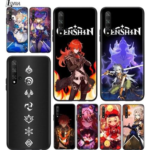 Anime Genshin darbe For Huawei Honor 10 20 30 10i 20i 30i 10X V20 V30 20S 30S 30i X10 Pro Plus Lite Black Soft Phone Case