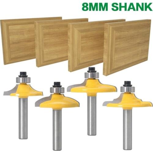 1/4PCS 8mm Shank Drawer Router Bit Set Round Over Beading Edging Mill Wood Milling Cutter Carbide Woodwork