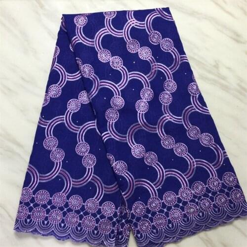 Nigerian 100% Cotton Purple Lace Fabric African Swiss Voile Lace New Design for Party 5 yards