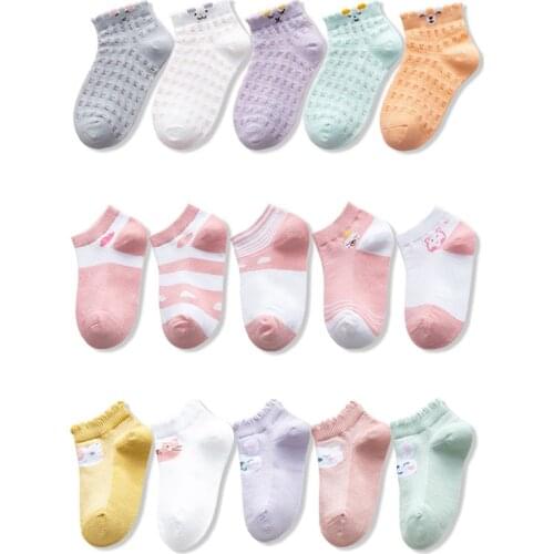 5 Pairs/Lot Cute Cartoon Unicorn Girls Socks Spring Summer Thin Mesh Cotton Kids Socks Boys Children Socks For 1 To 12 Yrs
