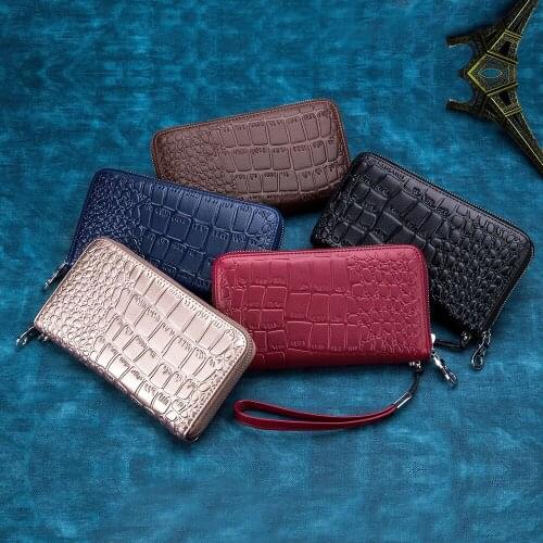 New Long Wallet Crocodile Women Wallets Genuine Leather Fashion Purse Clutch Wallets Zipper Card Holder Wallet Coin Bags