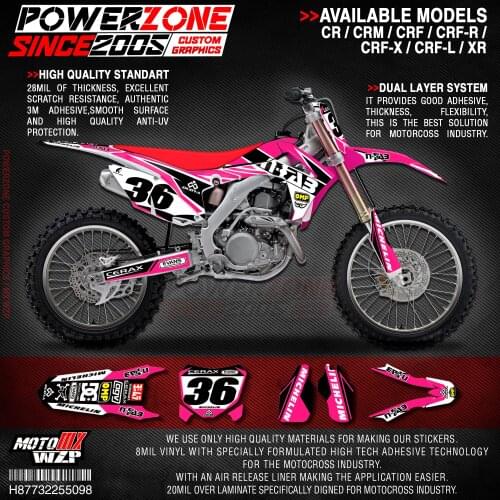 PowerZone Custom Team Graphics Backgrounds Decals 3M Stickers Kit For HONDA CRF250R 2014-2017 CRF450R 2013-2016 098