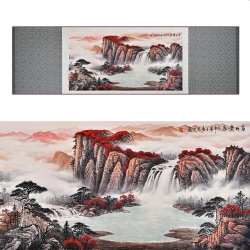 Landscape art painting Mountain and River art painting Sunburst painting Chinese landscape painting19062918