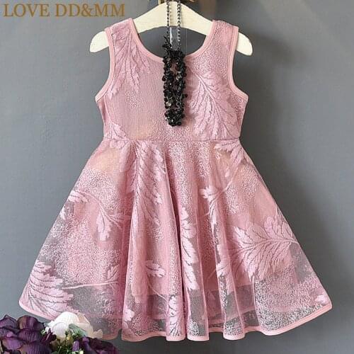 LOVE DD&MM Girls Dresses 2021 Summer New Childrens Clothing Girls Fashion Style Backless Mesh Embroidered Sweet Princess Dress