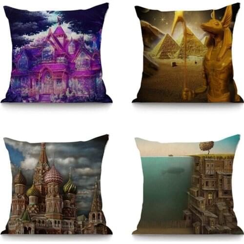 Throw Pillow 45x45cm Decorative Cushion For Sofa Car Home Decor Cool Place Print Seat Linen Cushion Room Decoration