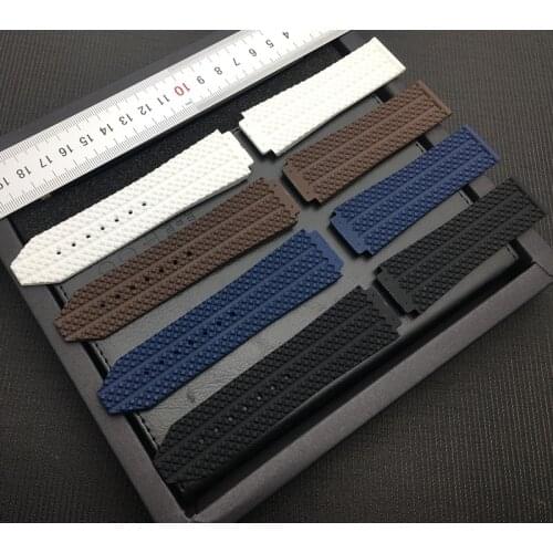 Black Blue Brown 26x19 Silicone Rubber Watch band Watchband For Hublot strap for Big Bang Deployment Clasp Buckle logo free tool
