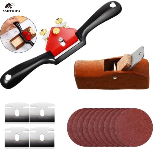 Woodworking Hand Planer Trimming Tools Adjustable Plane Spokeshave Metal Blade Mini Wood Hand Planer Sand Paper 1-16PCS