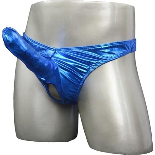 Sexy Men Wet Look Brief with Penis Sheath and Ball Hole Masculine Fetish Hen Party Lingerie