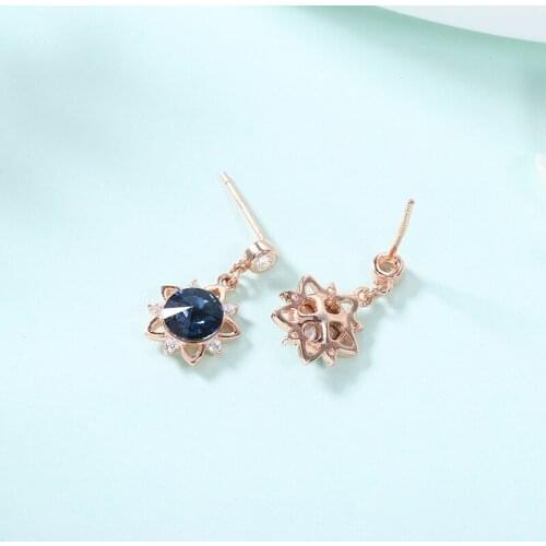 Devils Heart Earrings S925 Sterling Silver Earrings Simple Fashion Rose Gold Crystal Earrings