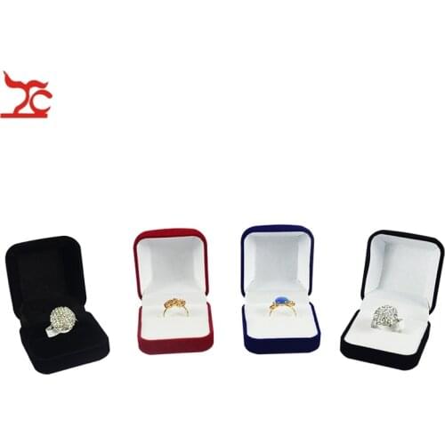 Retail 4 Color Available Blocked Jewelry Box Wedding Party Birthday Ring Jewelry Organizer Storage Gift Packing Box