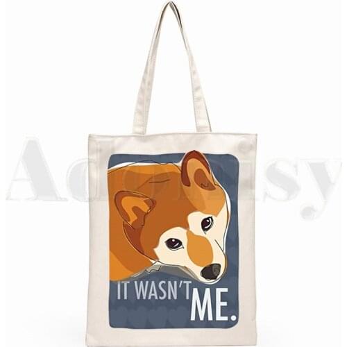 Shiba Inu Japanese Doge Kawaii Cute New Art Canvas Bag Totes Simple Print Shopping Bags Girls Life Casual Pacakge