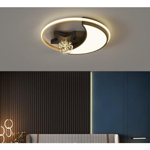 Nordic Modern Living Room LED Ceiling Lamp Simple Moon&Star Shape Gold Magic Bean Creative Led Light Home Bedroom Aisle Lighting