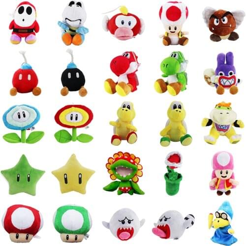 10-25cm Super Mario Anime Yoshi Koopa Shy Guy Thief Rabbit Ghost Landmine Corpse Flower Goomba Plush Soft Stuffed Toys Kids Gift