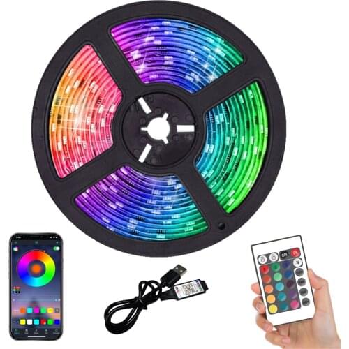 LED Strip Lights RGB 2835 USB 5V Bluetooth Control Flexible Lamp Tape Ribbon Diode For Festival Bedroom Luces TV Desk Decor fita