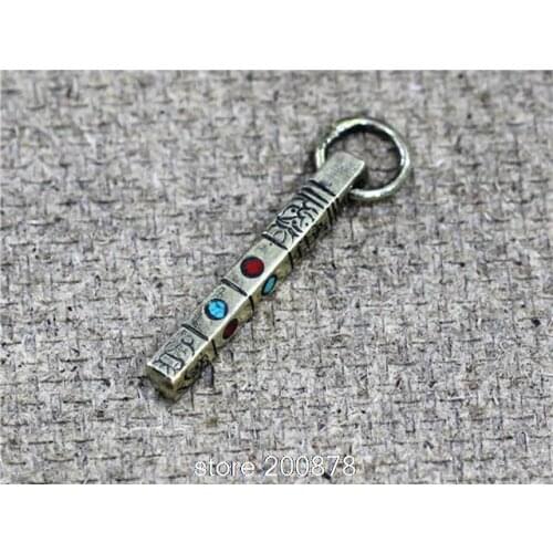 TBP705 Tibetan Antiqued Silvertone Long Bar mantras charms Tibet Buddhist Amulet pendants Wholesale Tibet Man Amulet