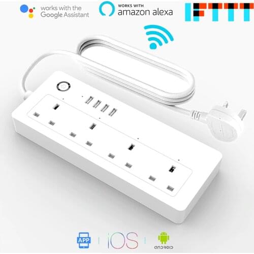AOFO WiFi Power strip UK standard 100-240V 13A rated smart extension socket alexa and google home Tuya App USB